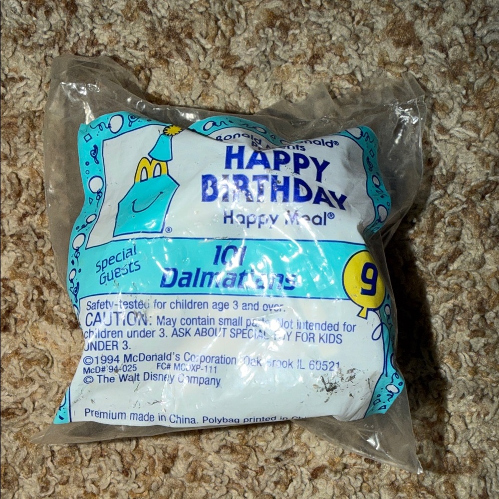 McDonalds Happy Meal Happy Birthday #9 101 Dalmatians Toy 1994
